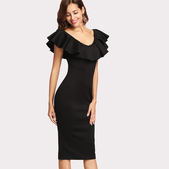 Flounce Neck Midi Dress - BRAND NEW - Picture 2 of 5